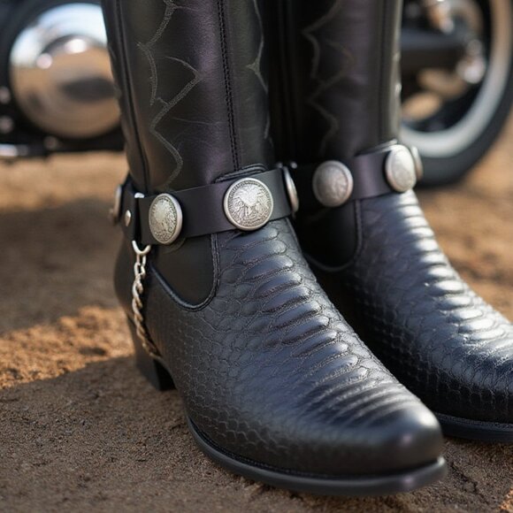 New Men’s Biker Boot Chains – American Eagle Charms Heavy Silver Chain Straps - Picture 10 of 17